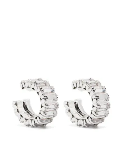 Magda Butrym Baguette-crystal Earrings In Silver