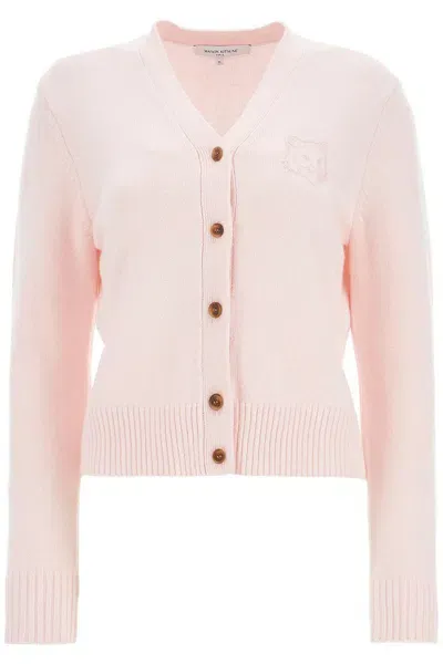 Maison Kitsuné Bold Fox Head Cardigan For In Pink