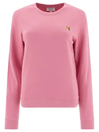 Maison Kitsuné Fox Head Sweatshirts In Pink