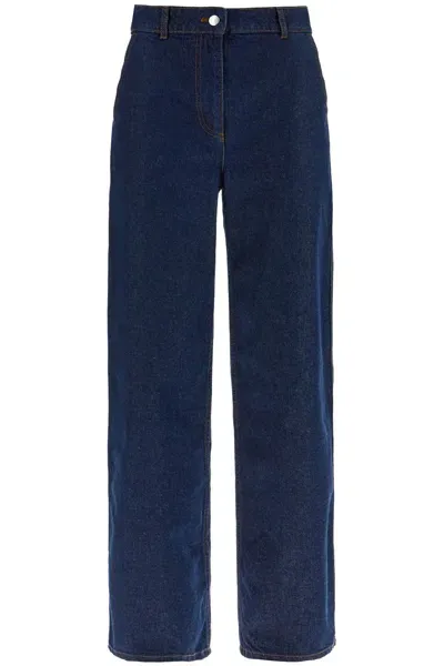 Maison Kitsuné Jeans Straight Con Ricamo In Blue