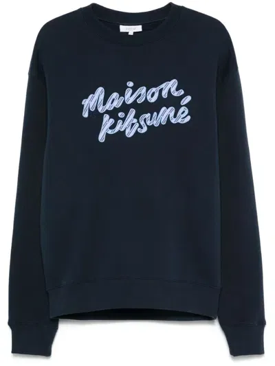 Maison Kitsuné Logo-embroidered Sweatshirt In Blue