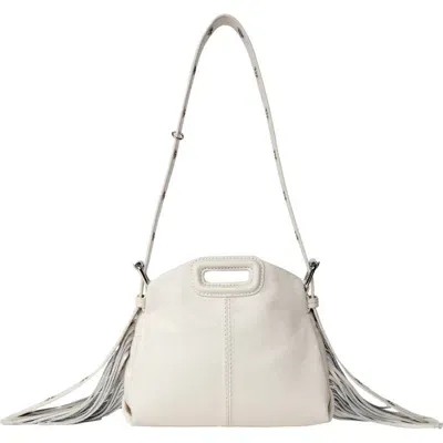 Maje Miss M Small Crackle Leather Handbag In White