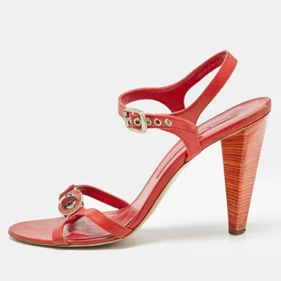 Pre-owned Marc By Marc Jacobs Red Leather Slingback Sandals Size 40