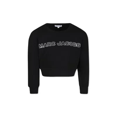 Marc Jacobs Kids' Black Cropped Sweat-shirt For Girl With Logo