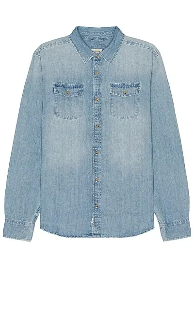 Marine Layer Classic Denim Shirt In Blue Wash