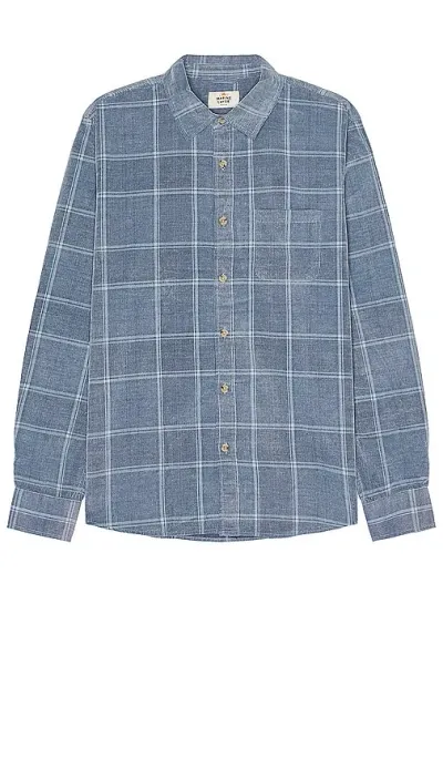 Marine Layer Lightweight Plaid Cord Shirt In 靛蓝色格子