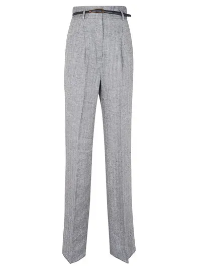 Max Mara Studio Belted Straight Leg Pants In Blue