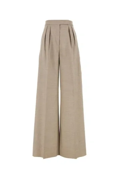 Max Mara Cappuccino Wool Entrata Palazzo Pant In Brown