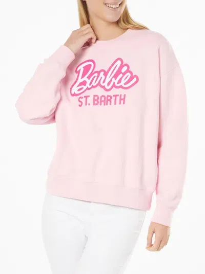 Mc2 Saint Barth Woman Fleece Sweatshirt With Barbie St. Barth Print Barbie Special Edition In Pink