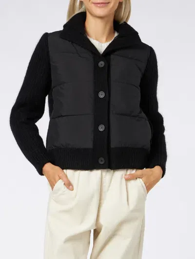 Mc2 Saint Barth Woman Padded Jacket With Knitted Sleeves In Black