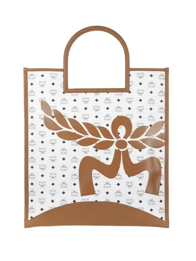 Mcm Aren Fold Tote Bag With Logo Motif In White