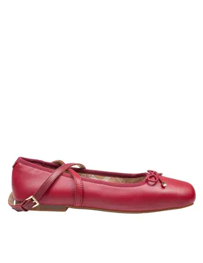 Michael Kors Leather Ballerina In Red