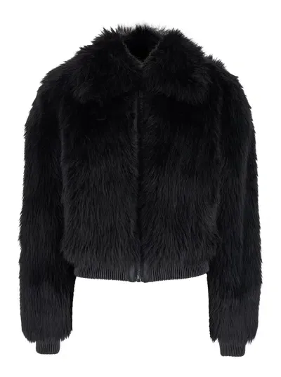 Michael Michael Kors Faux Fur Bomer Jkt In Black