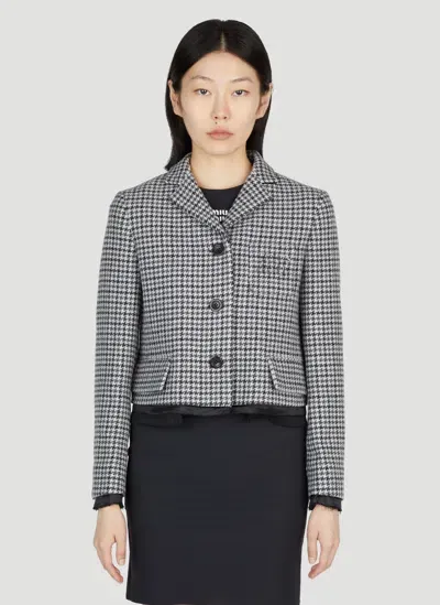 Miu Miu Tweed Cropped Blazer In Gray