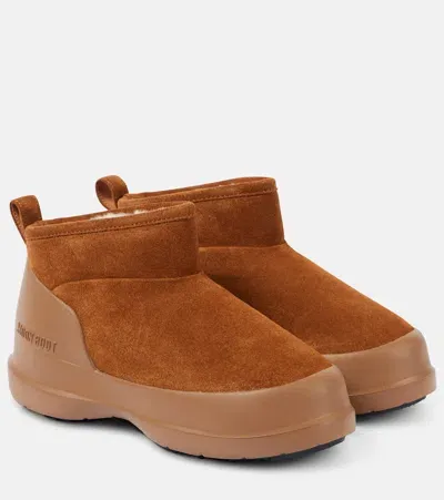 Moon Boot Luna Low Suede Ankle Boots In Brown