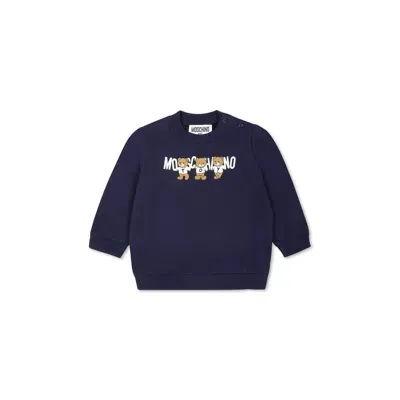 Moschino Babies' Teddy-print Cotton Sweatshirt In Blue