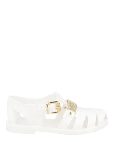 Moschino Jelly Lettering Logo Sandals In White