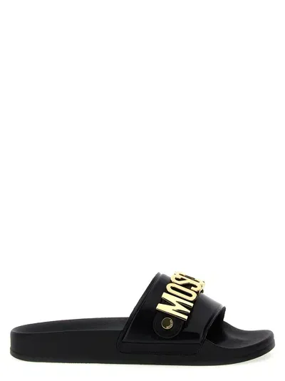 Moschino 'lettering' Slides In Black