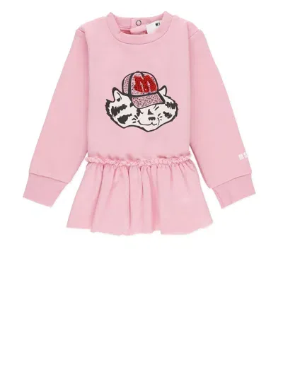 Msgm Babies' Dress With Logo In Pink