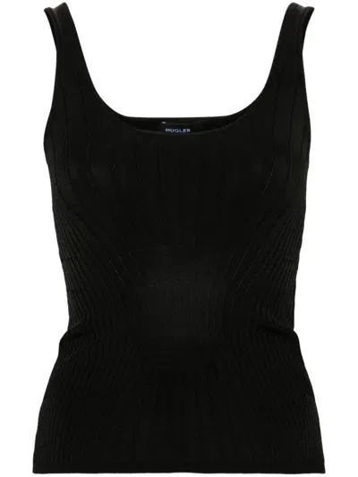 Mugler Knitted Tank Top In Black