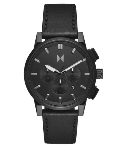 Mvmt Men's Chrono Ii Black Leather Strap Watch 44mm