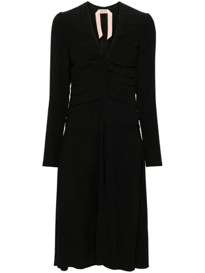 N°21 Draped Midi Dress In Black