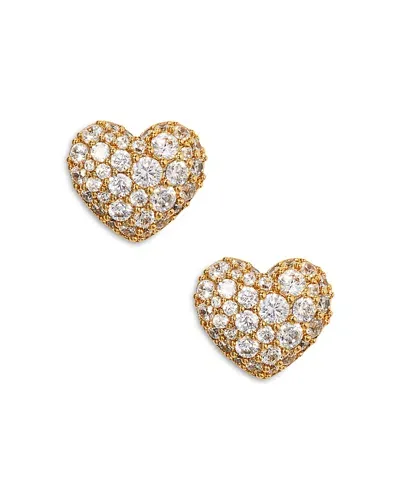 Nadri Cubic Zirconia Heart Stud Earrings In 18k Gold Plated