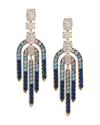 Nadri Cubic Zirconia, Nano Crystal & Stone Chandelier Earrings In 18k Gold Plated & Ruthenium Plated - Exc In Blue/gold