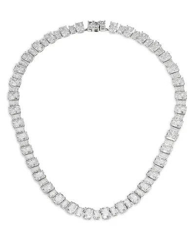 Nadri Cubic Zirconia Tennis Necklace In Rhodium Plated, 15.5 In Silver