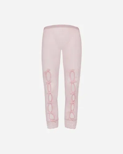 No Dress Women S Bownot Lace Cropped Leggings In Pink