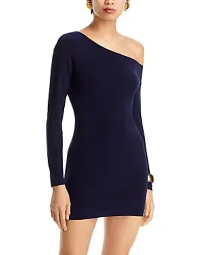 Norma Kamali Drop Shoulder Mini Dress In True Navy