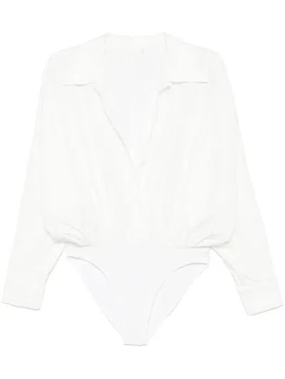 Norma Kamali Satin Bodysuit In White