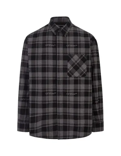 Off-white Black And Grey Check Cotton Shirt With Logo