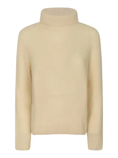 Oliver Lattughi Turtleneck Rib Trim Knit Pullover In White