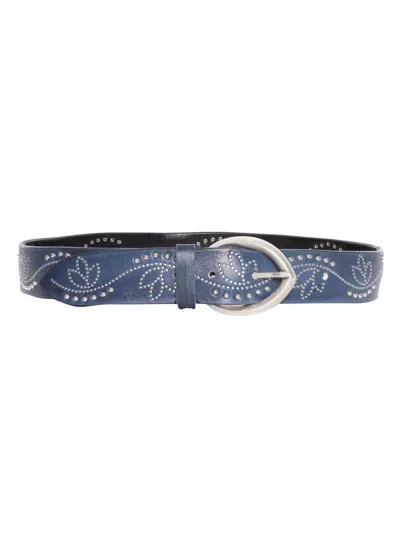 Orciani Leather Belt With Studs In Blue