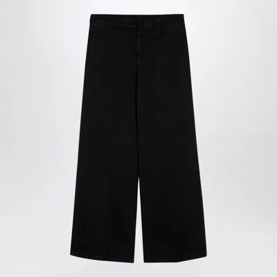 Palm Angels Black Cotton Wide Trousers Men