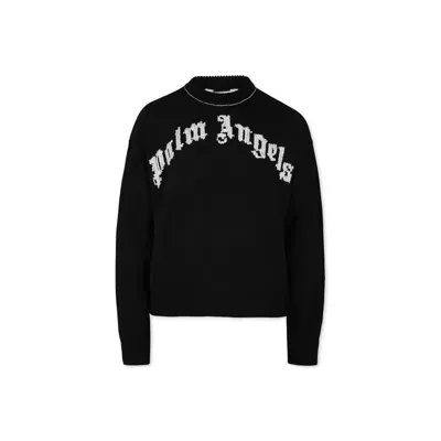 Palm Angels Kids' Black Sweater For Boy With Logo