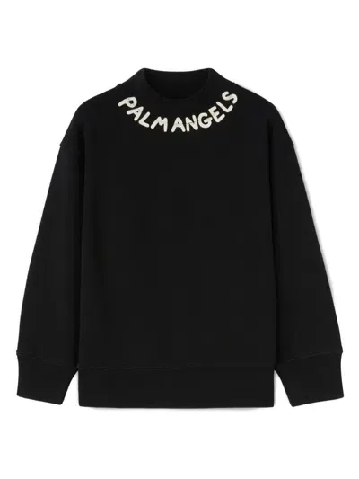 Palm Angels Kids' Logo-print Cotton Sweatshirt In Black