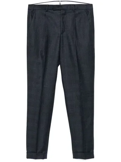 Pantaloni Torino Tapered Leg Wool Checked Trousers In Blue