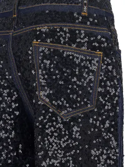 P.a.r.o.s.h Straight Jeans With Guff Sequins In Nero