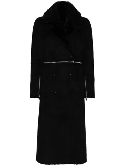 Patrizia Pepe Double-breasted Coat In Schwarz