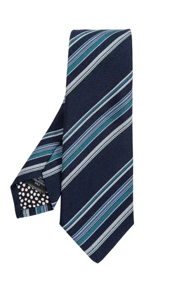 Paul Smith Striped Print Tie In Blue