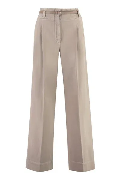 Peserico Cotton Gabardine Trousers In Sand