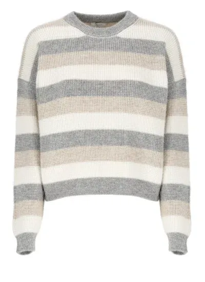 Peserico Striped Sweater In Multicolor