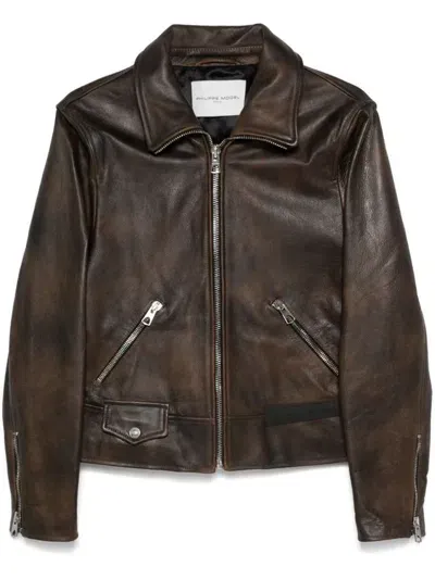 Philippe Model Jackets Black In Brown