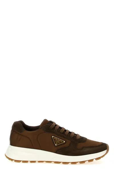 Prada Men Logo Sneakers In Brown