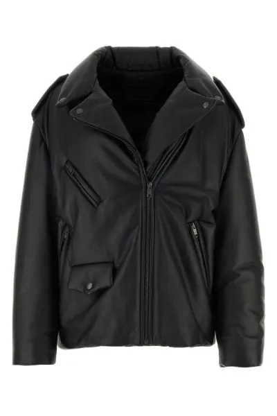 Prada Woman Black Nappa Leather Padded Jacket