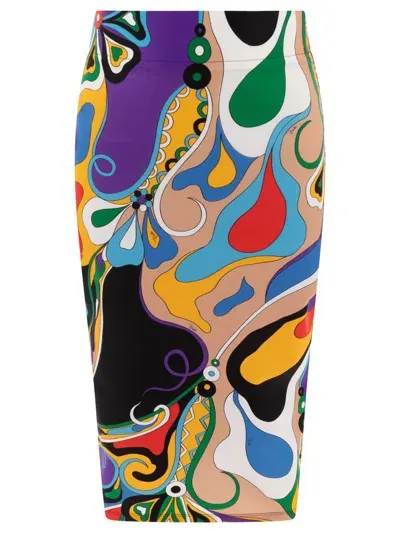 Pucci Printed Midi Skirt In Purple