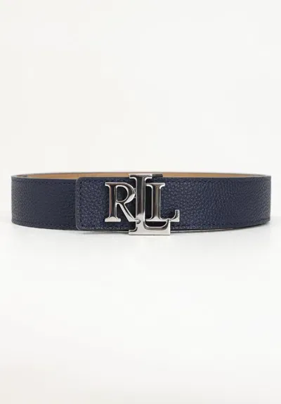 Ralph Lauren Rev Lrl 30 Belt Medium In Refined Navy Camel