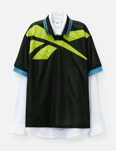 Reebok Botter Vector Layered Polo Shirt Black / Acid Yellow